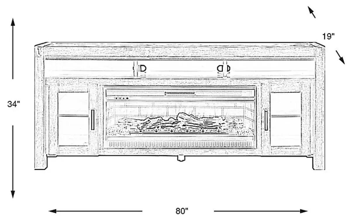 Hidden Springs II Gray 80 in. Console with Electric Log Fireplace