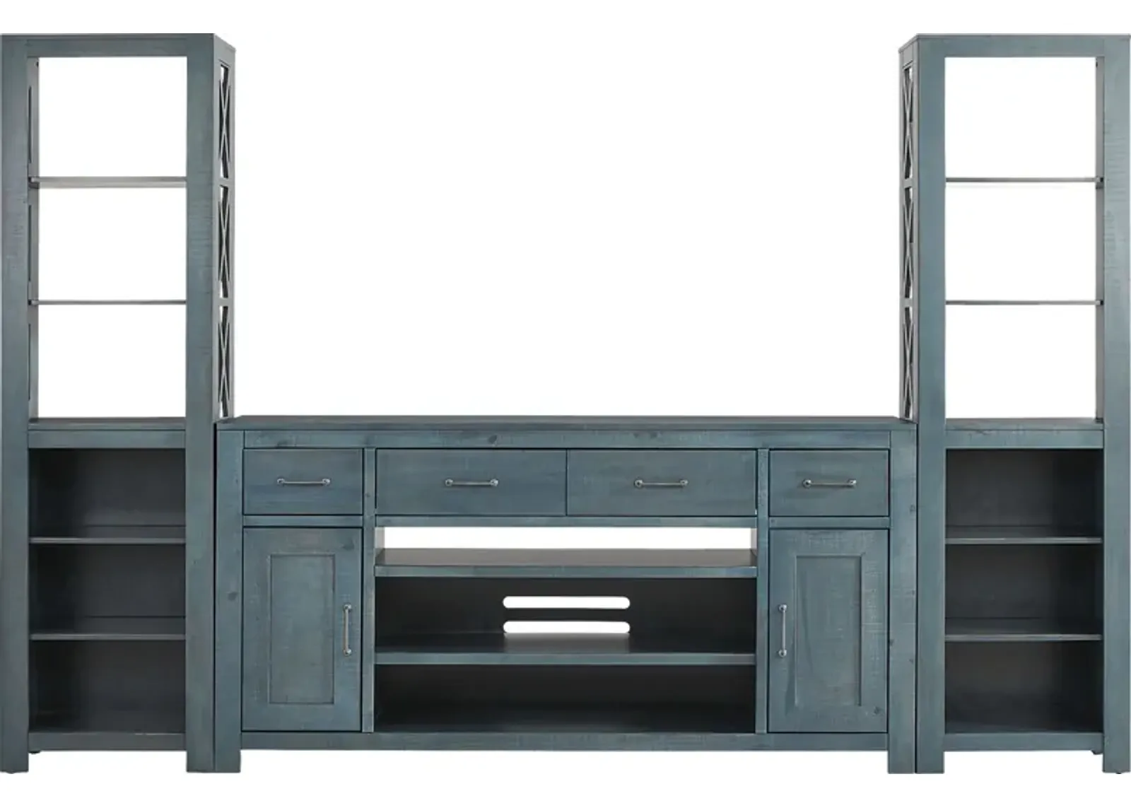 Abbey Springs Blue 3 Pc Wall Unit with 77 in. Console