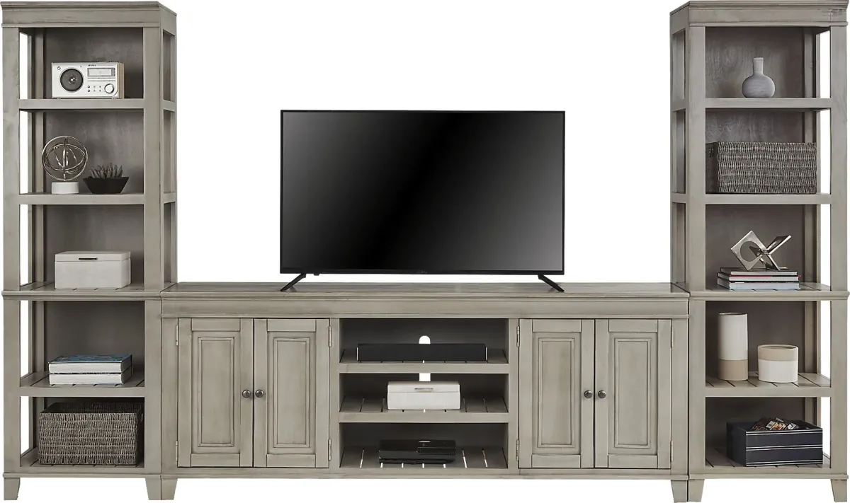 Darby Brook Light Gray 3 Pc Wall Unit with 80 in. Console