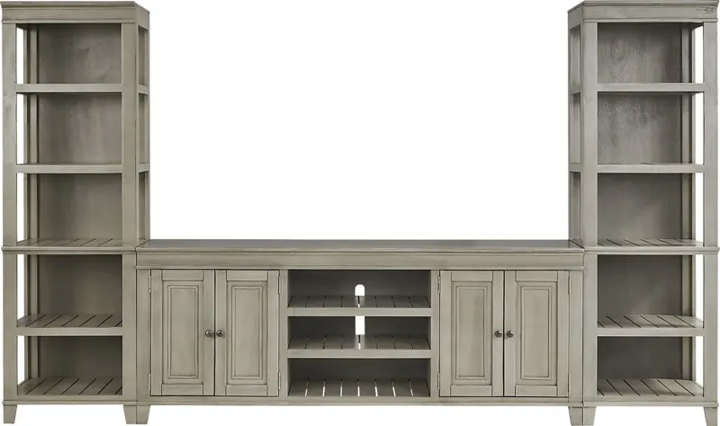Darby Brook Light Gray 3 Pc Wall Unit with 80 in. Console