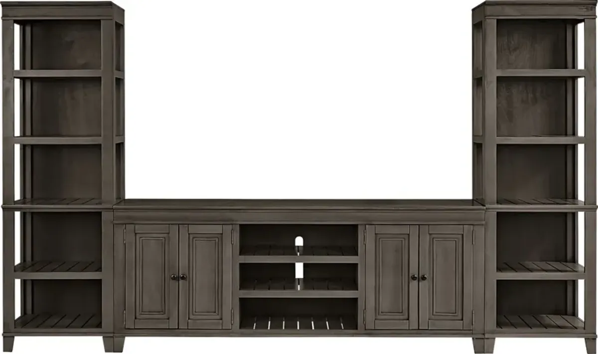 Darby Brook Dark Gray 3 Pc Wall Unit with 80 in. Console