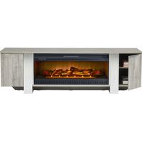 Heatherview Gray 79 in. Console with Electric Log Fireplace