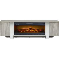 Heatherview Gray 79 in. Console with Electric Log Fireplace
