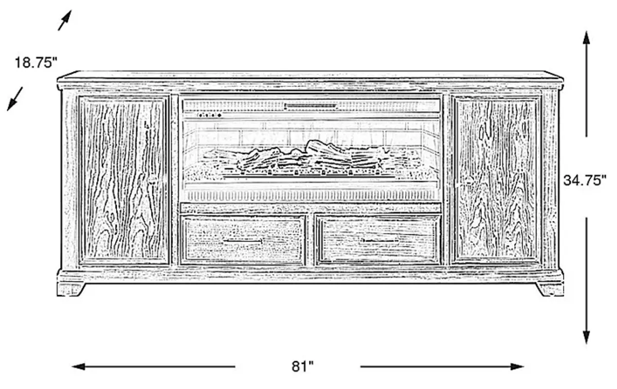 Canyon River Saddle 81 in. Console with Electric Log Fireplace