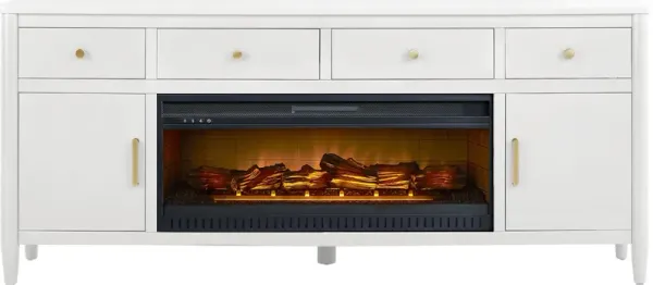 Modern Villa White 82 in. Console with Electric Log Fireplace