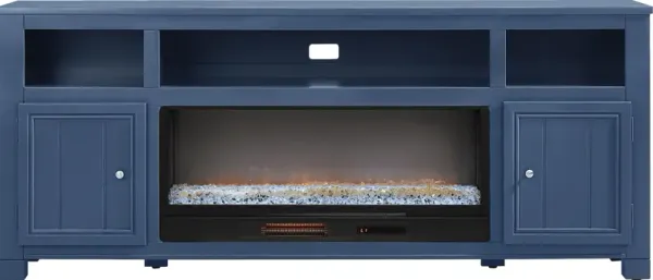Lakeside Cottage Navy 84 In. Console with Electric Fireplace