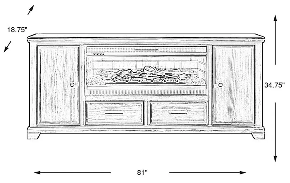 Canyon River Java 81 in. Console with Electric Log Fireplace