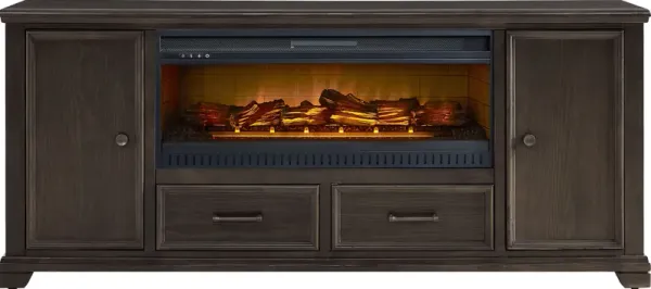 Canyon River Java 81 in. Console with Electric Log Fireplace