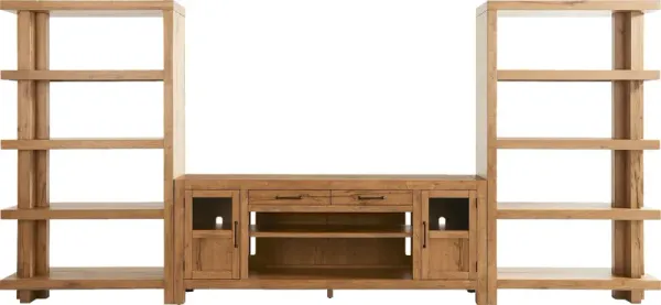 Edgewater Brown 3 Pc Wall Unit with 80 in. Console