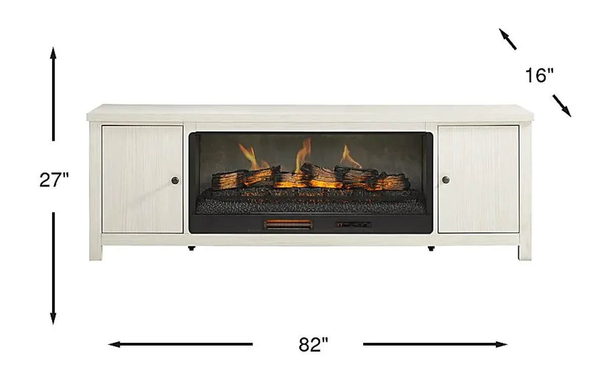 High Mountain White 82 in. Console with Electric Log Fireplace