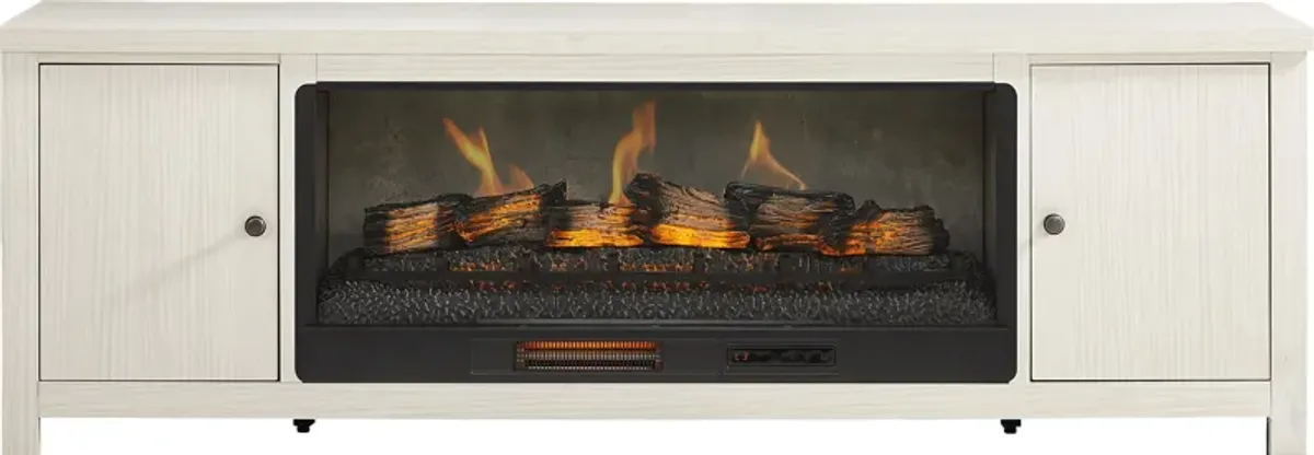 High Mountain White 82 in. Console with Electric Log Fireplace