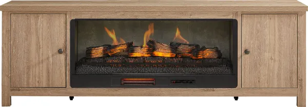 High Mountain Oak 82 in. Console with Electric Log Fireplace