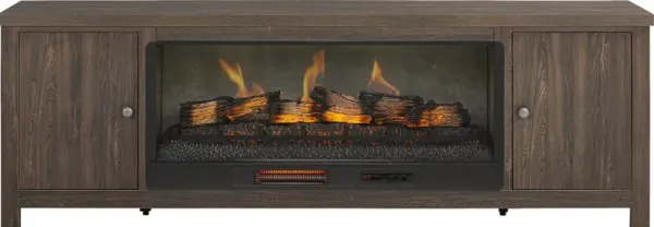 High Mountain Oak 82 in. Console with Electric Log Fireplace