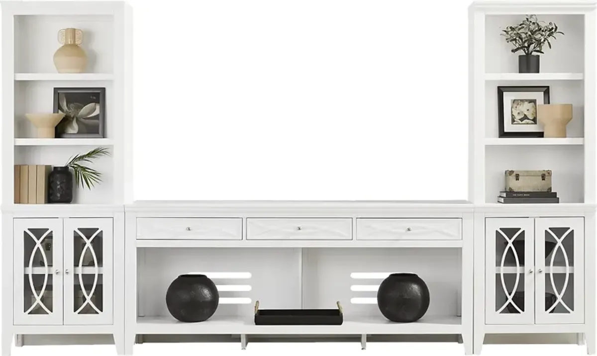 Abbie II White 3 Pc Wall Unit with 77 in. Console