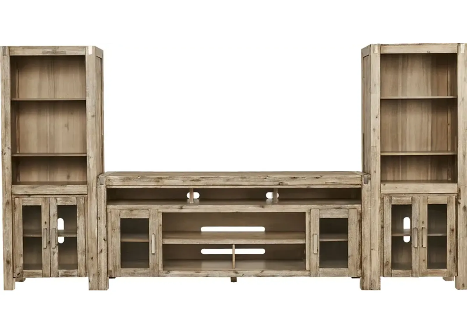 Hidden Springs II Natural 3 Pc Wall Unit with 80 in. Console