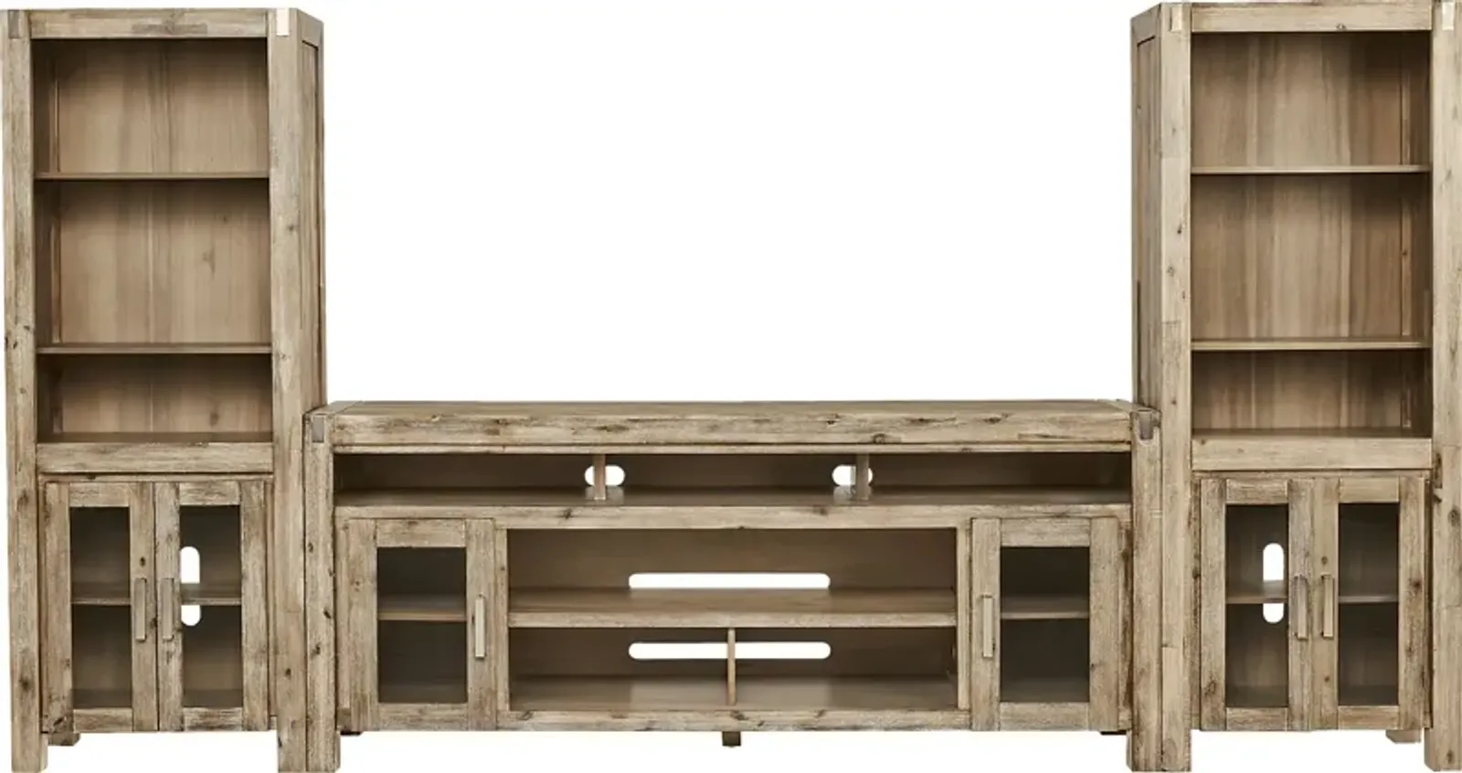 Hidden Springs II Natural 3 Pc Wall Unit with 80 in. Console