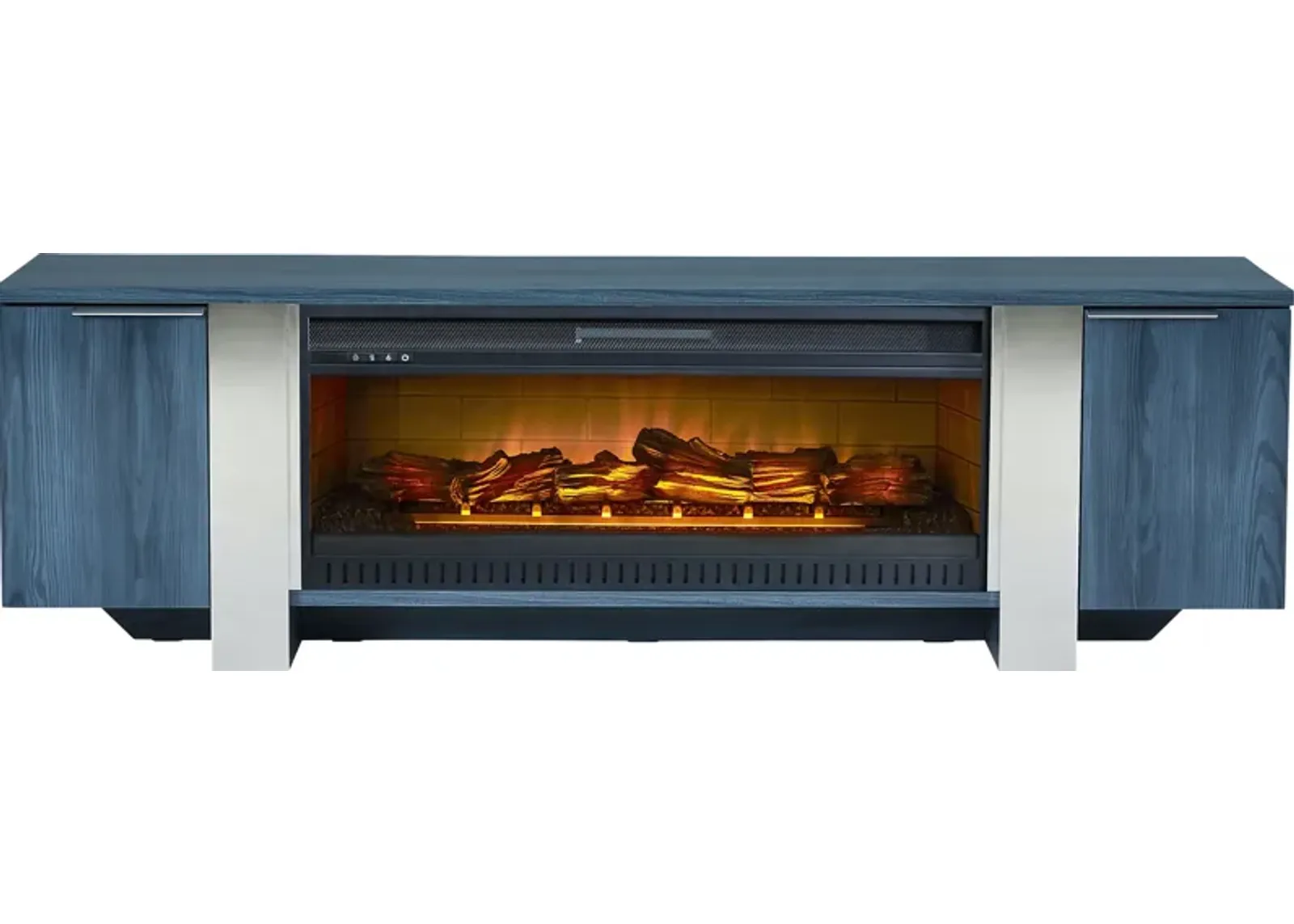 Heatherview Blue 79 in. Console with Electric Log Fireplace