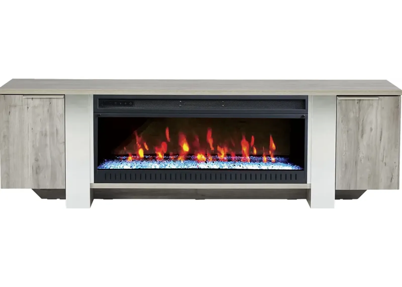 Heatherview Gray 79 in. Console with Electric Fireplace