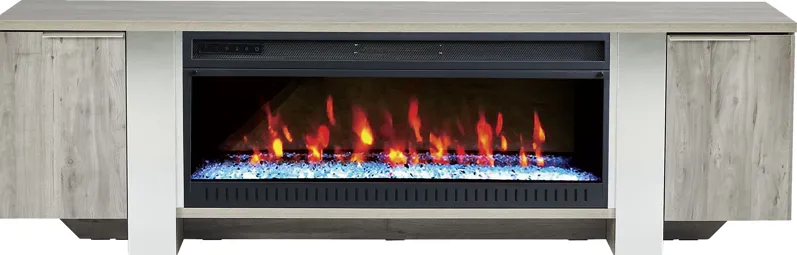 Heatherview Gray 79 in. Console with Electric Fireplace