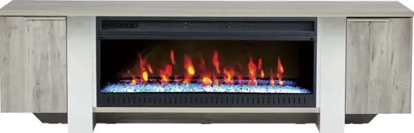 Heatherview Gray 79 in. Console with Electric Fireplace