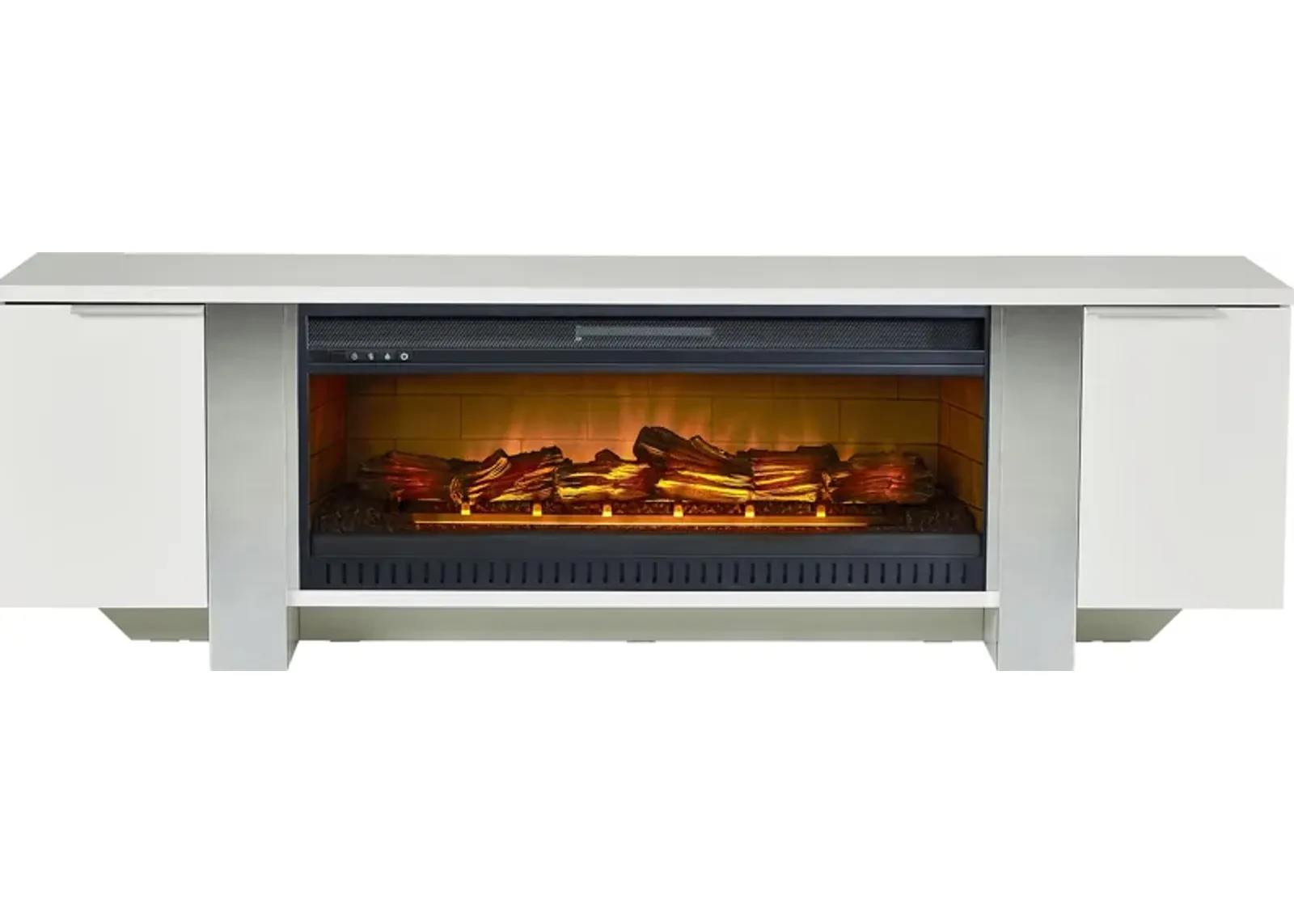 Heatherview White 79 in. Console with Electric Log Fireplace