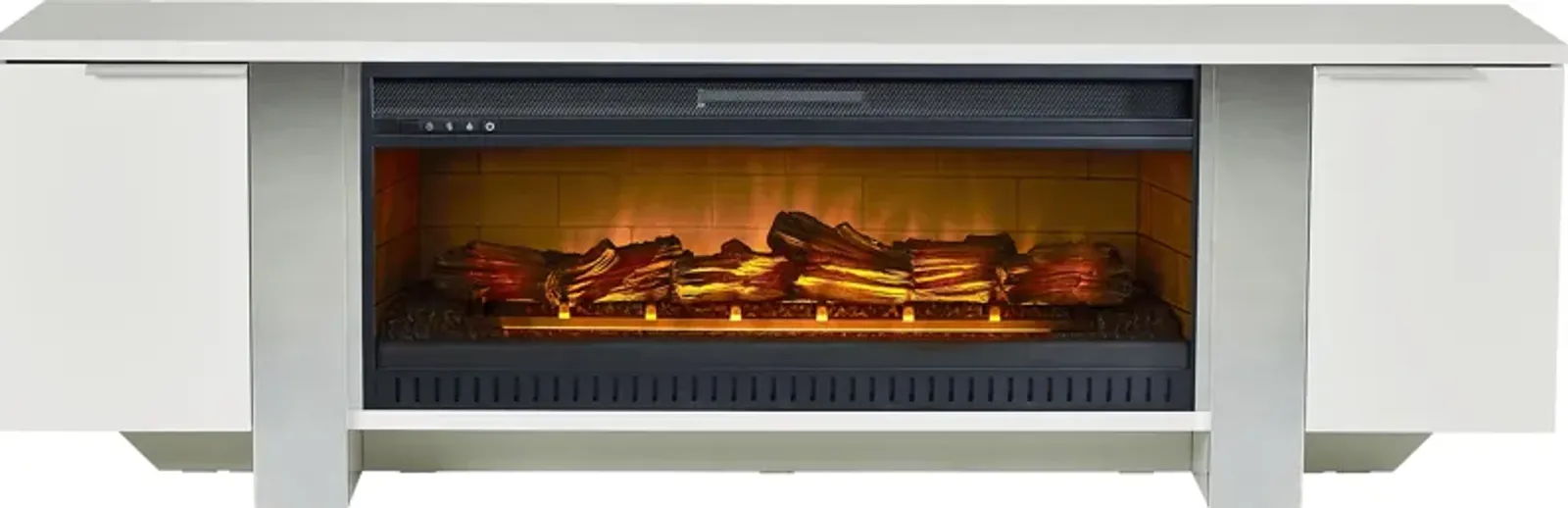 Heatherview White 79 in. Console with Electric Log Fireplace