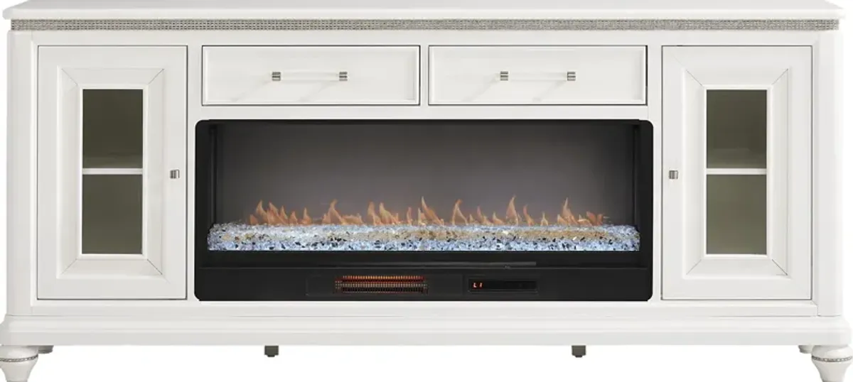 Starlet Lane White 80 in. Console with Electric Fireplace