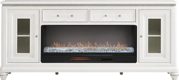 Starlet Lane White 80 in. Console with Electric Fireplace