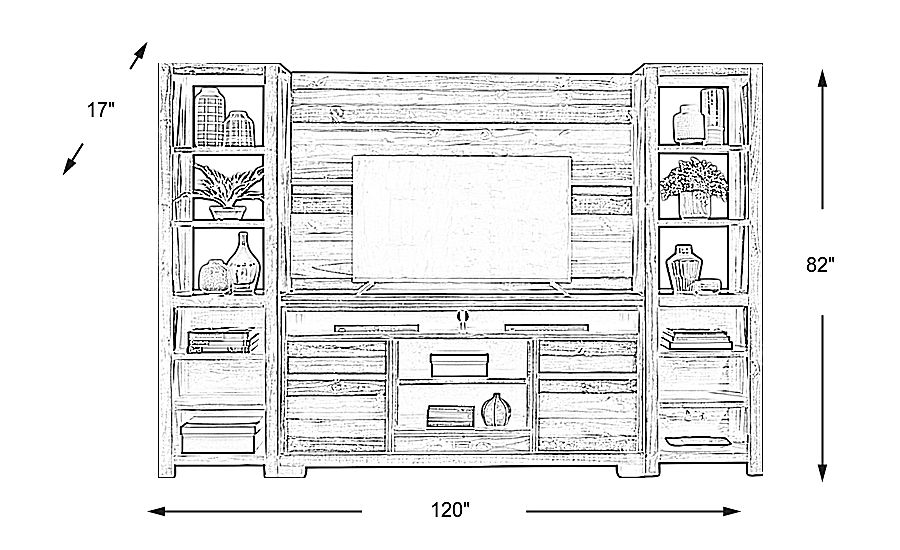 Cindy Crawford Home Westover Hills Brown 4 Pc Wall Unit with 72 in. Console