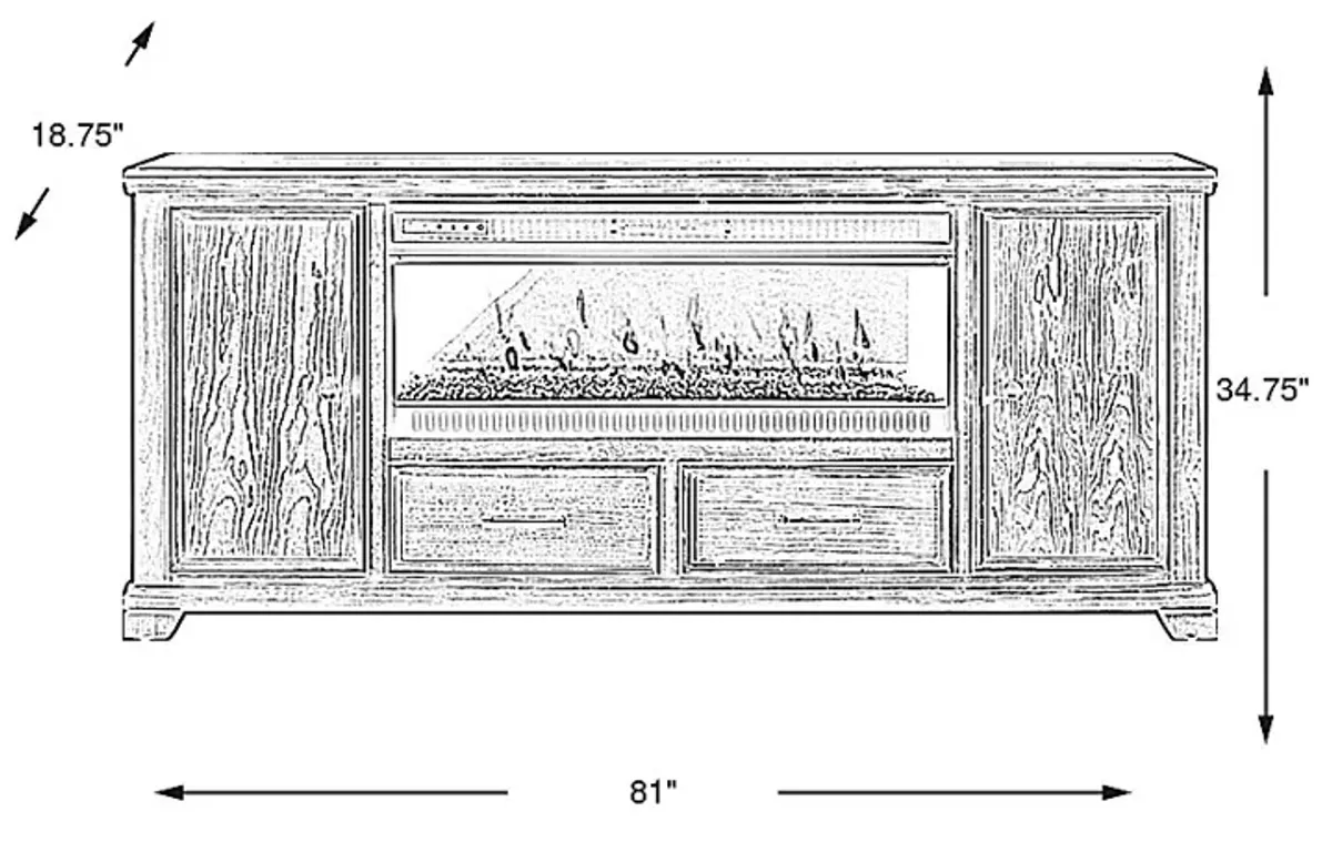 Canyon River Saddle 81 in. Console with Electric Fireplace