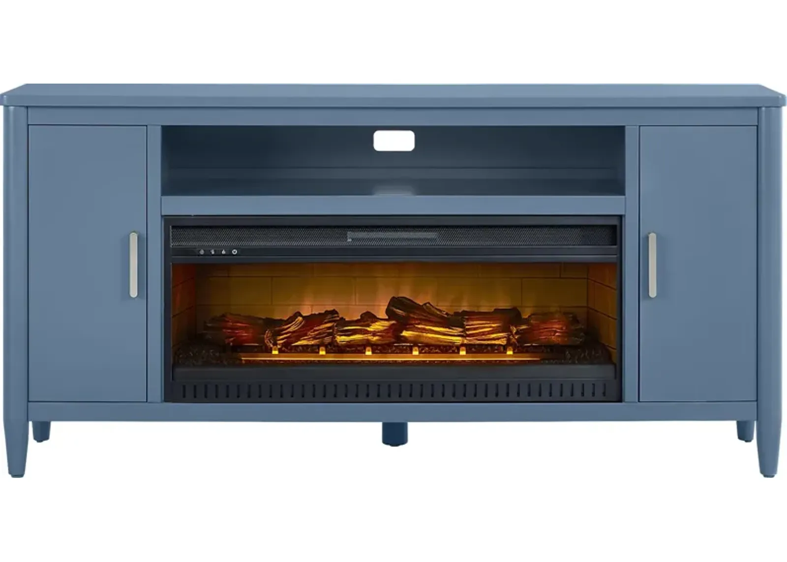 Modern Villa Slate Blue 72 in. Console with Electric Log Fireplace