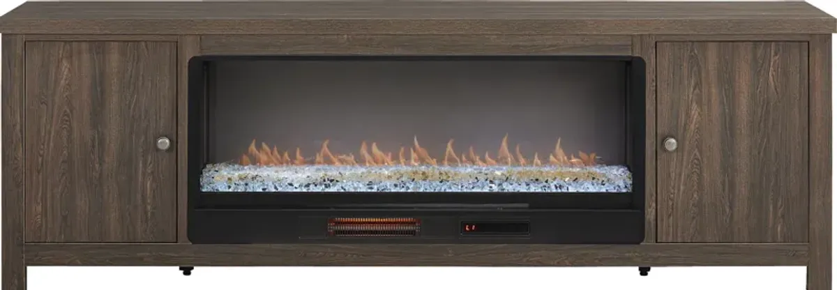 High Mountain Oak 82 in. Console with Electric Fireplace