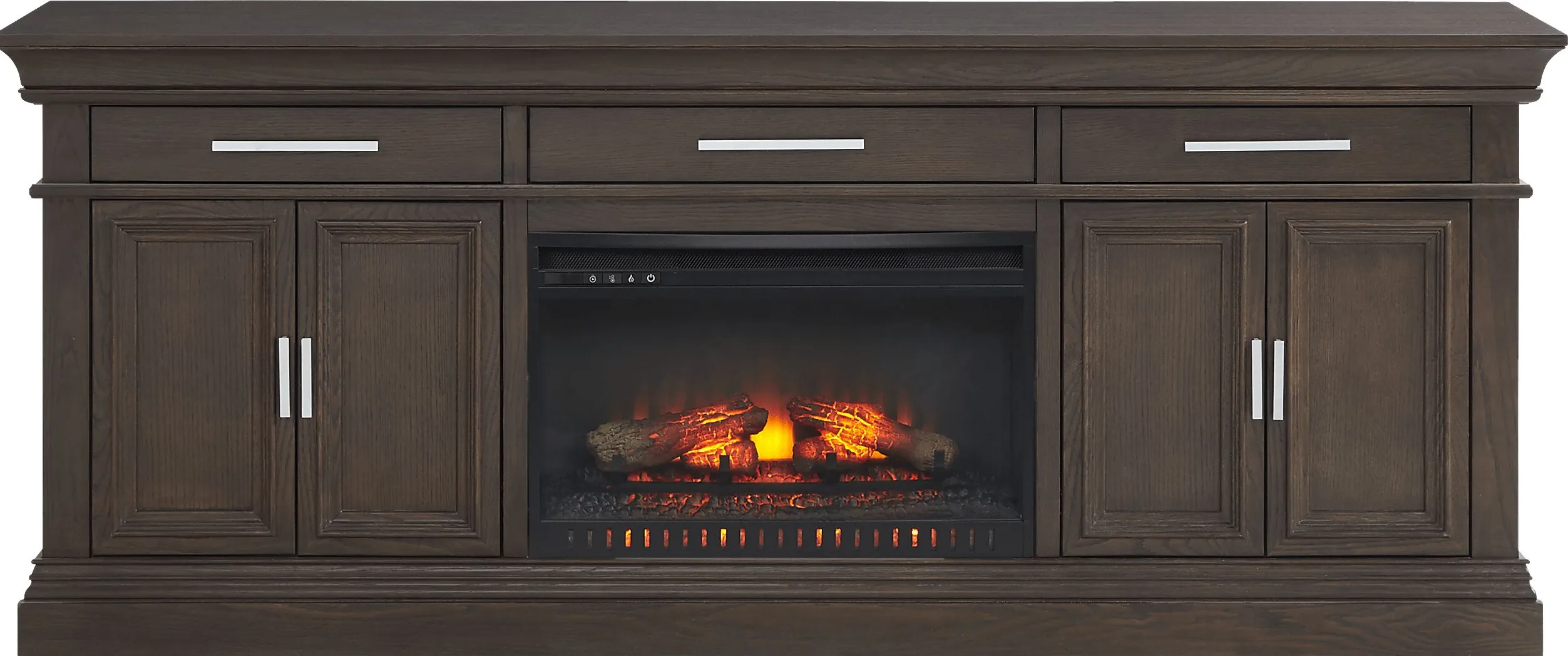 Brightwood Brown 82 in. Console with Electric Log Fireplace
