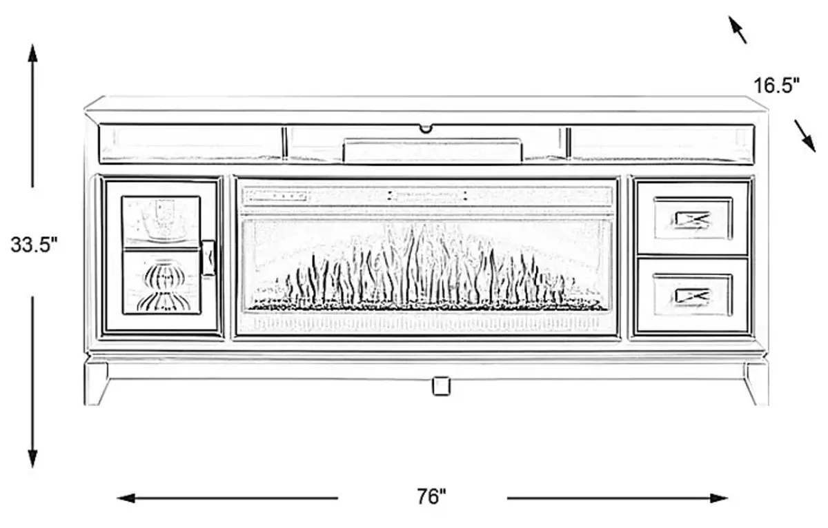 River Terrace Gray 76 in. Console with Electric Fireplace