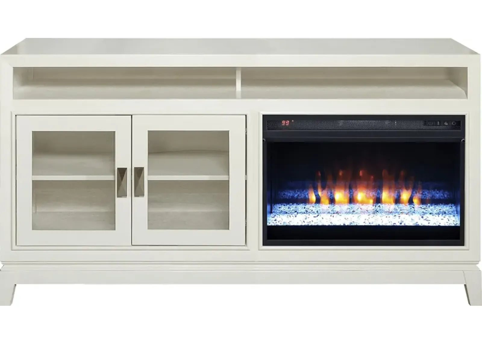 River Terrace Off-White 62 in. Console with Electric Fireplace