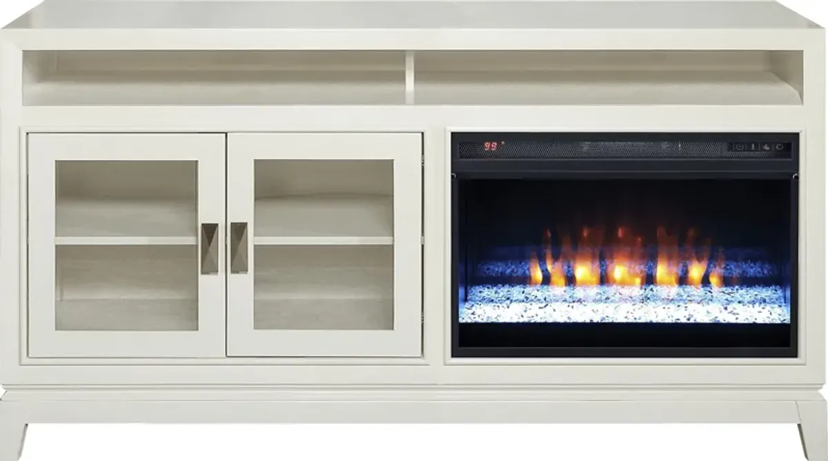 River Terrace Off-White 62 in. Console with Electric Fireplace