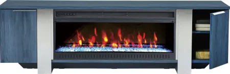 Heatherview Blue 79 in. Console with Electric Fireplace
