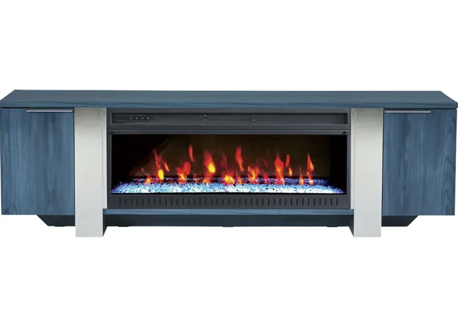 Heatherview Blue 79 in. Console with Electric Fireplace