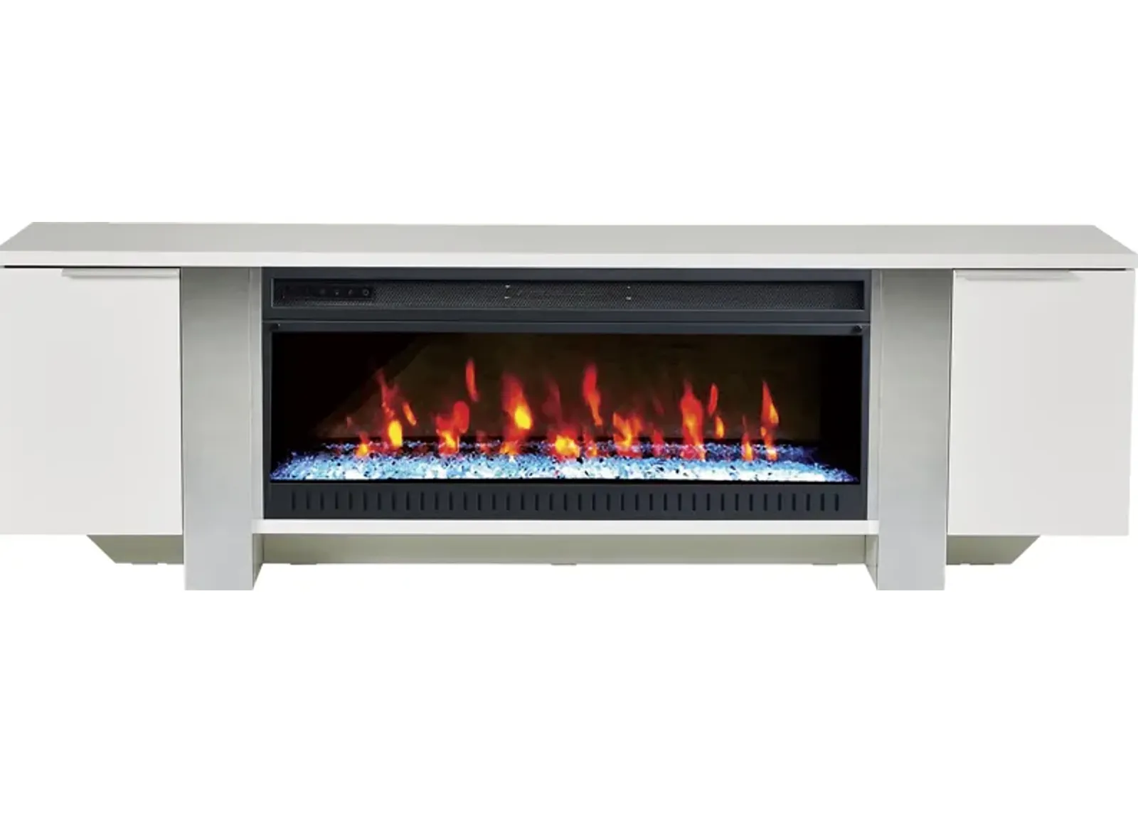 Heatherview White 79 in. Console with Electric Fireplace