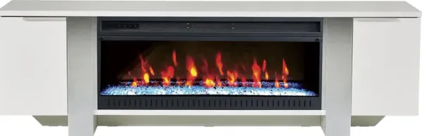 Heatherview White 79 in. Console with Electric Fireplace