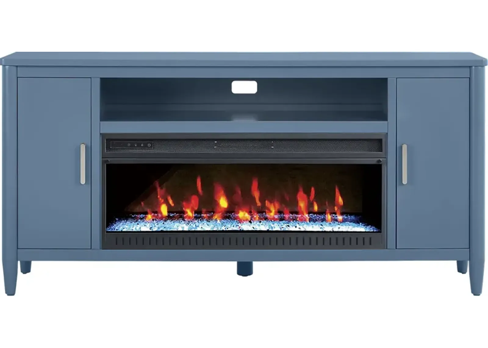 Modern Villa Slate Blue 72 in. Console with Electric Fireplace