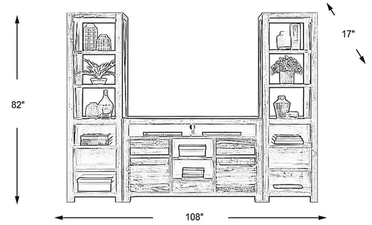 Westover Hills Brown 3 Pc Wall Unit with 60 in. Console