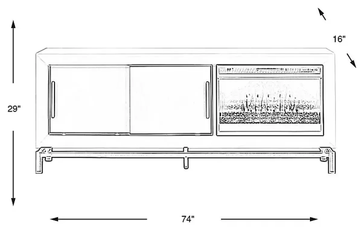 Fontaine White 74"" Console with Electric Fireplace