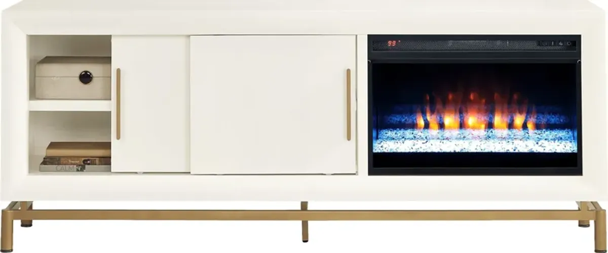 Fontaine White 74"" Console with Electric Fireplace