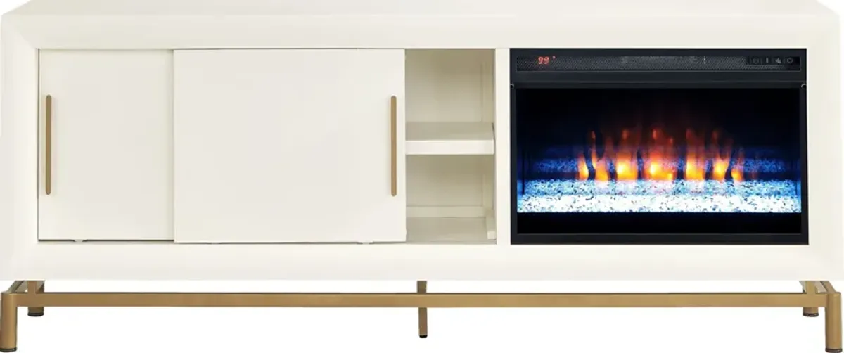 Fontaine White 74"" Console with Electric Fireplace