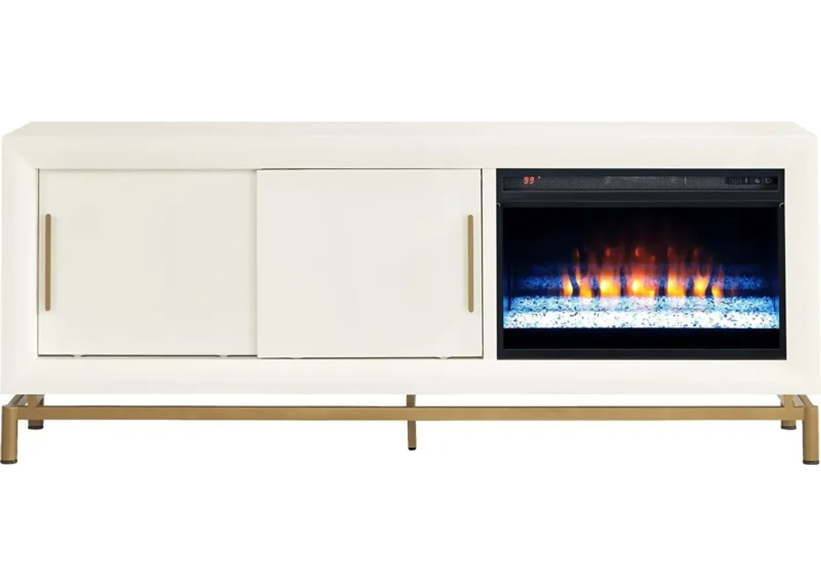 Fontaine White 74"" Console with Electric Fireplace