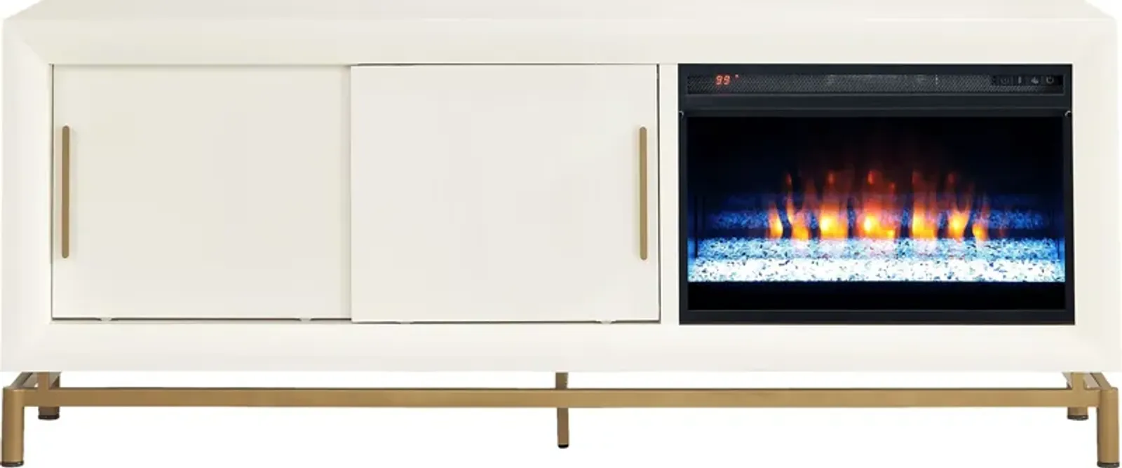 Fontaine White 74"" Console with Electric Fireplace