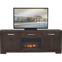 Cates Ridge Tobacco 81 in. Console with Electric Log Fireplace