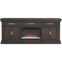 Brightwood Brown 82 in. Console with Electric Fireplace