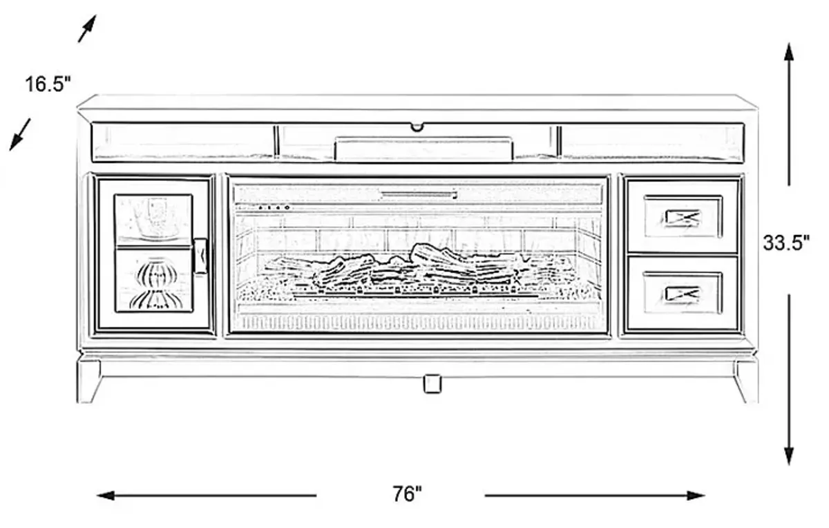 River Terrace Gray 76 in. Console with Electric Log Fireplace